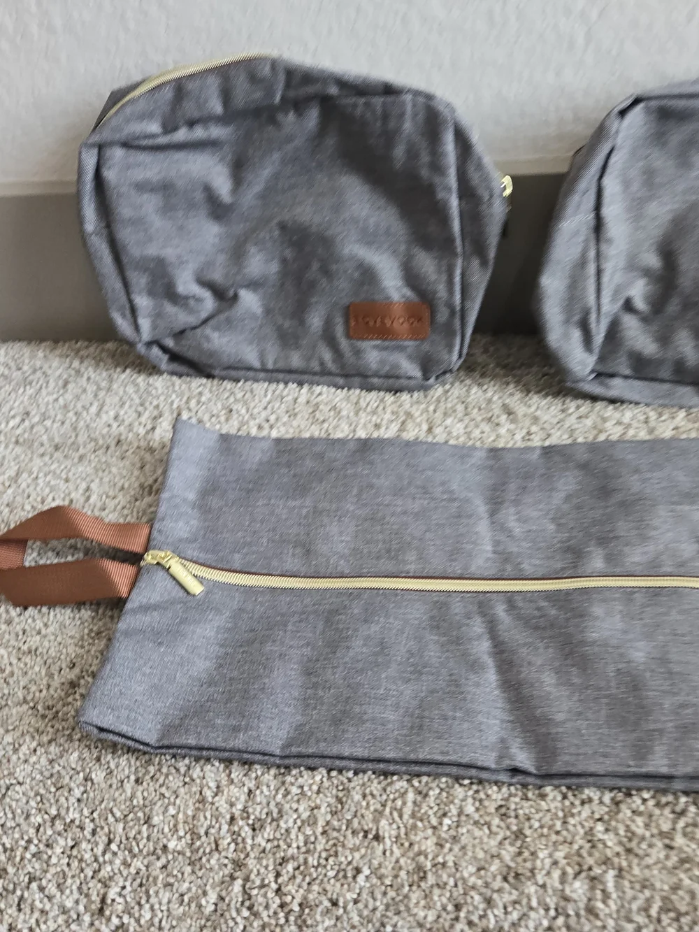 Loveook-Grey Canvas Travel Backpack with Brown Accents